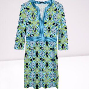 J.McLaughlin Catalina Cloth V-Neck Printed 3/4 Sleeve Dress Size S